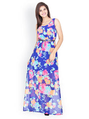 Bella Rosa Blue Printed Maxi Dress