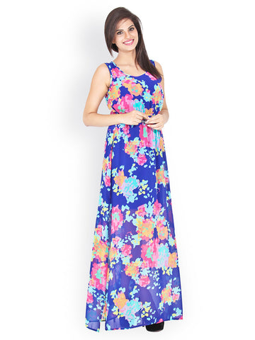Bella Rosa Blue Printed Maxi Dress