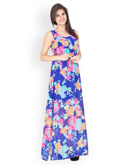 Bella Rosa Blue Printed Maxi Dress
