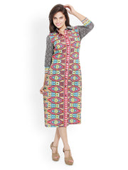 Bella Rosa Multi Coloured Printed Shirt Dress