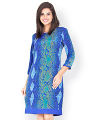 Bella Rosa Blue Printed Shift Dress