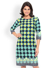 Bella Rosa Green &amp; Black Printed Dress