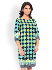 Bella Rosa Green &amp; Black Printed Dress