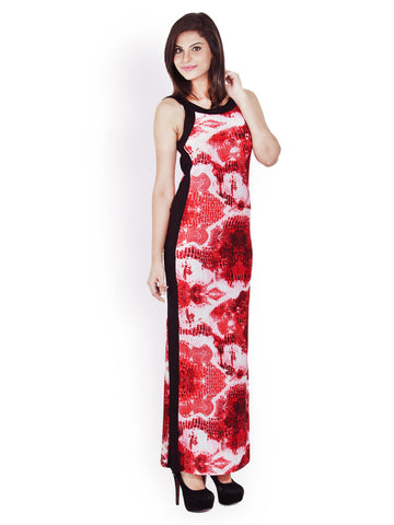 Bella Rosa Red Printed Maxi Dress
