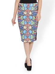 Bella Rosa Multi Coloured Printed Pencil Skirt