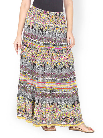 Bella Rosa Multicoloured Printed Maxi Skirt