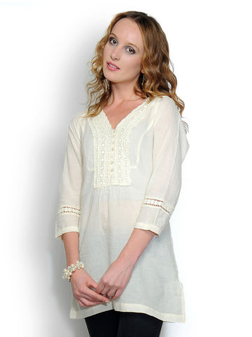 Belle Fille Women Cream Coloured Tunic