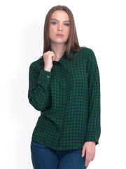 Belle Fille Women Green Gingham Checked Shirt
