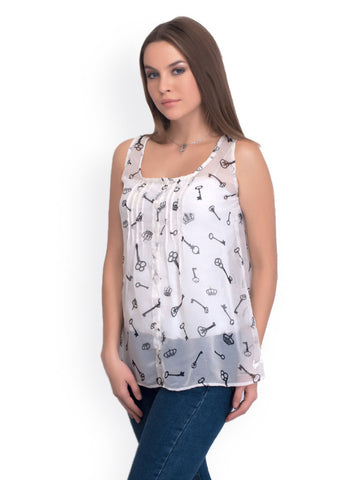 Belle Fille Women White Printed Top