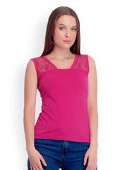 Belle Fille Women Pink Lace Top
