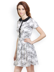 Belle Fille White &amp; Black Printed Dress
