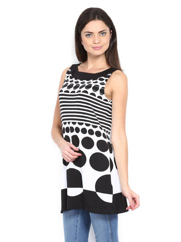 Ben de Lisi Women Black &amp; White Printed Tunic