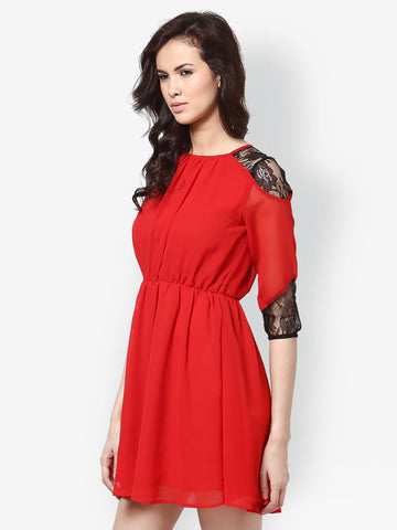Besiva Red Fit &amp; Flare Dress