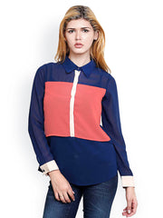 Besiva Women Navy Blue Shirt