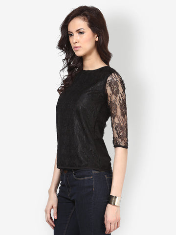 Besiva Women Black lace Top