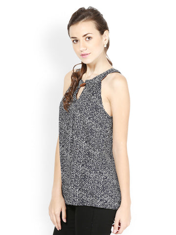 Besiva Women Black &amp; White Printed Top