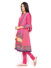 BIBA Women Pink Churidar Kurta with Dupatta