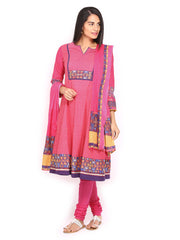 BIBA Women Pink Churidar Kurta with Dupatta