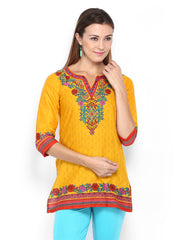 BIBA Women Yellow Printed Kurti