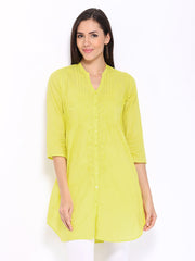 BIBA Women Yellow Embroidered Kurta