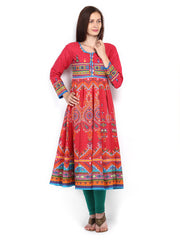 BIBA Women Red Printed Anarkali Kurta