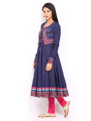 BIBA Women Navy Anarkali Kurta with Waistcoat