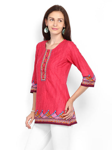 BIBA Women Pink Printed Kurti