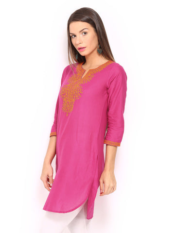 BIBA Women Pink Embroidered Kurta