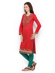BIBA Women Red Embroidered Kurta