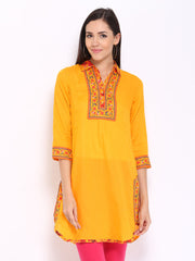 BIBA Women Yellow Printed Kurta