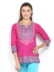 BIBA Women Pink Printed Kurti