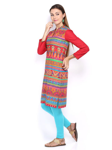 BIBA Women Red Printed Kurta