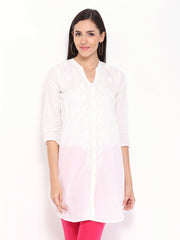 BIBA Women White Embroidered Kurta