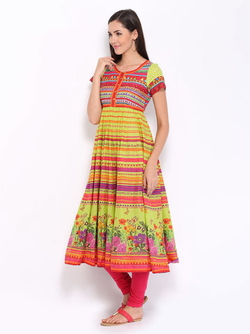 BIBA Women Multi-Coloured Printed Anarkali Kurta