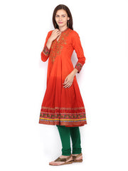 BIBA Women Orange Anarkali Kurta