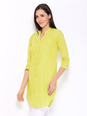 BIBA Women Yellow Embroidered Kurta