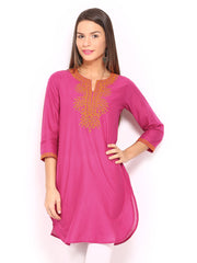 BIBA Women Pink Embroidered Kurta
