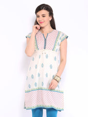 BIBA Women White Printed Kurta