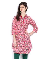 BIBA Women White &amp; Red Printed Kurta
