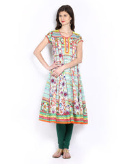 BIBA Women Multi-Coloured Printed Anarkali Kurta