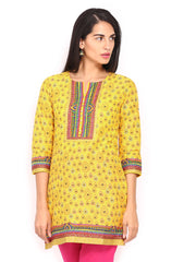 BIBA Women Yellow Printed Kurti