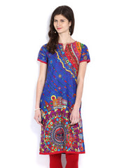 BIBA Women Blue Printed Kurta