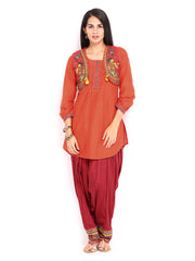 BIBA Women Orange &amp; Red Printed Patiala Kurta Set