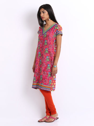 Biba Women Pink Downtown Printed Kurta
