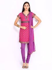 BIBA Women Pink &amp; Purple Churidar Kurta with Dupatta