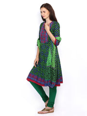 BIBA Women Green Churidar Kurta with Dupatta