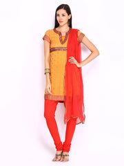 BIBA Women Rust Orange &amp; Red Churidar Kurta with Dupatta