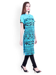 Bitterlime Women Turquoise Blue Printed Kurta