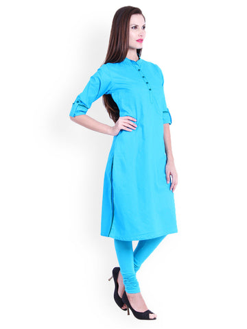 Bitterlime Women Turquoise Blue Kurta