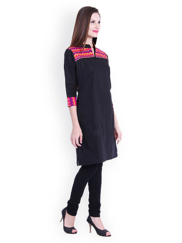 Bitterlime Women Black Kurta